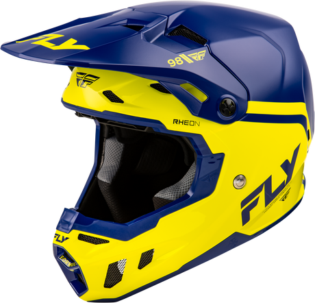 Fly Racing Formula CC Objective Helmet Navy/Yellow Large – DOT & ECE Approved Motorcycle Helmet with Adaptive Impact System for Cruiser, Touring, and Off-Road Bikes