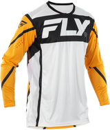 FLY RACING Lite Jersey White/Black/Mustard 2X – Versatile Motorcycle Riding Jersey with Advanced Ventilation