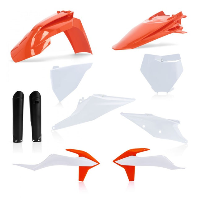Acerbis Full Plastic Kit for KTM 125-450 SX/ SX-F/ XC-F/ XC/ XC-tpi (2019-2022) – Orange/White Original Colors
