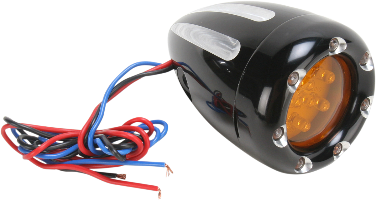 ARLEN NESS Turn Signals - LED - Deep Cut - Black/Amber - White Ring 12-765