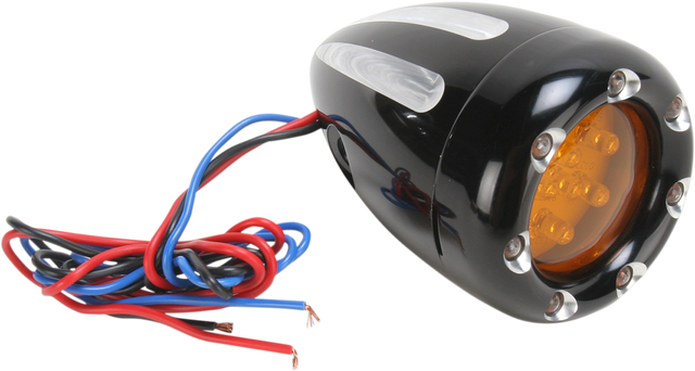 ARLEN NESS Turn Signals - LED - Deep Cut - Black/Amber - White Ring 12-765