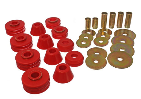 Energy Suspension 3.4109R Hyper-Flex Polyurethane Cab Mount Set for 1974-1980 GMC C15/C1500 and Chevrolet C10 Pickup (2WD) - Red