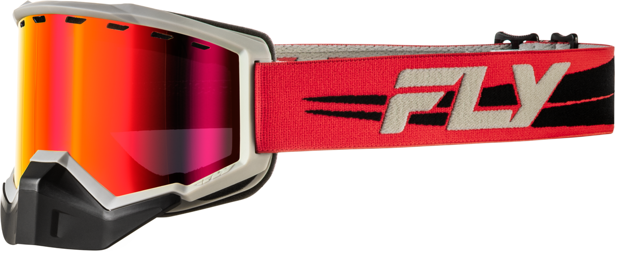 Fly Racing Focus Snow Goggle with Red Mirror and Rose Lenses for Snowmobile and Ski Vehicles