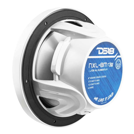 DS18 NXL-M Series 8-Inch Marine and Powersports Speaker with RGB LED Lights – White Finish