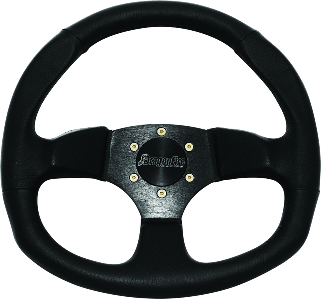 DragonFire Racing D-Shaped Vinyl Steering Wheel - Black with 0-inch Offset