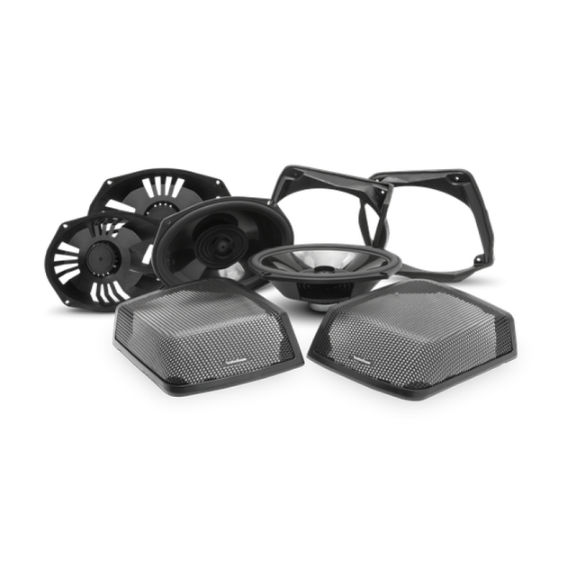 Rockford Fosgate TMS69BL9813 Saddlebag Audio Retrofit Kit for Harley-Davidson 1998-2013+ with Rear Speaker Integration