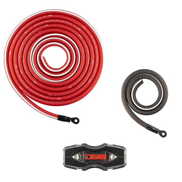 DS18 AMP KIT4 4-Gauge Amplifier Installation Kit with Red Wiring for Car Audio Systems