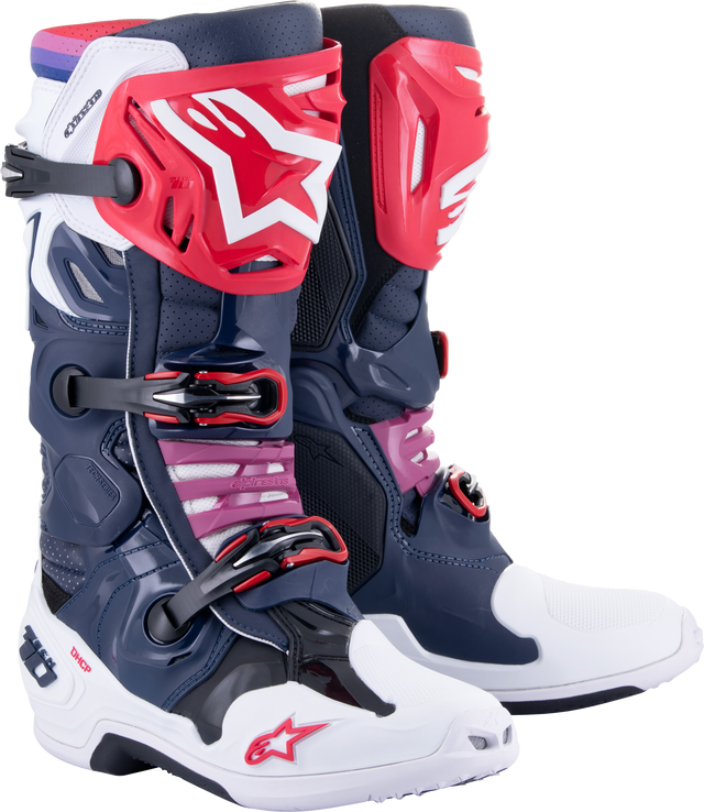 Alpinestars Tech 10 Supervented Offroad Motorcycle Boots US 14 Night Navy/White/Rainbow