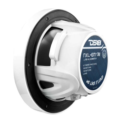 DS18 NXL-M Series Marine & Powersports 6.5-Inch 2-Way Speaker with RGB LED Lighting - White
