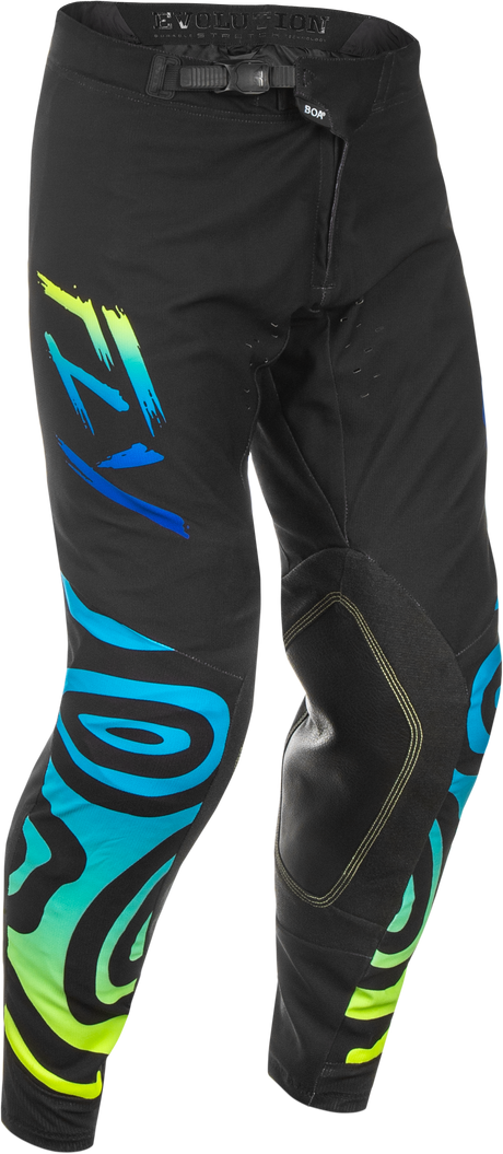 Fly Racing Evolution DST Zen Pants Black/Blue/Hi Vis Size 28 – Durable Motocross Riding Pants with Advanced Ventilation and Custom Fit