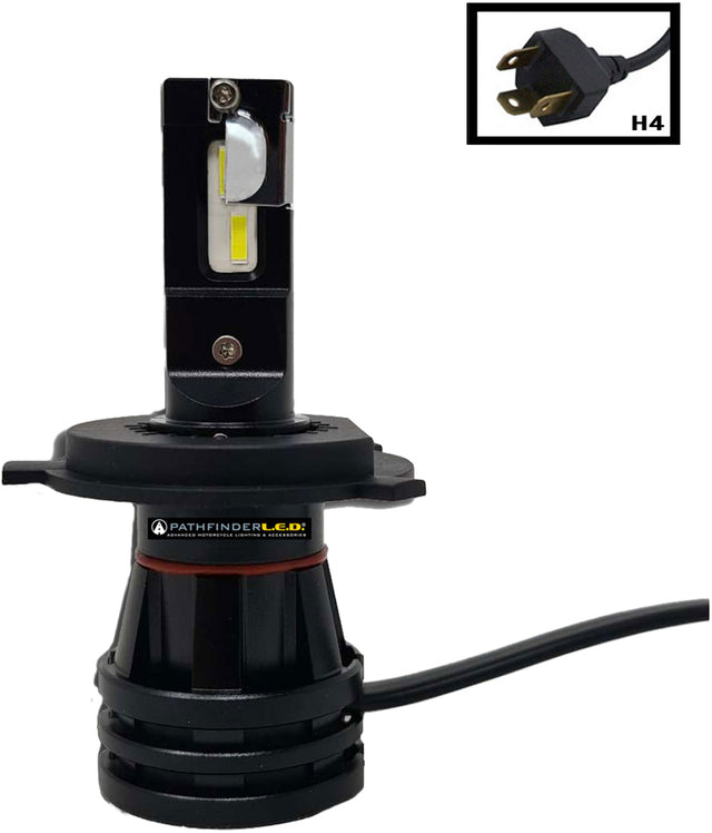 Pathfinder H4 Mini LED Bulb 6000 Lumens - Universal Fit for Most Vehicles with H4 Headlight Applications