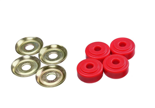 Energy Suspension Red Shock Tower Bushing Set for Front and Rear - 7/8 in Nipple, 3/8 in ID, 1-1/4 in OD for Automotive Vehicles