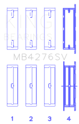 King Engine Bearings Ford 276DT/D17TED4/AJD 2.7L V6 (Size +0.10) Main Bearing Set