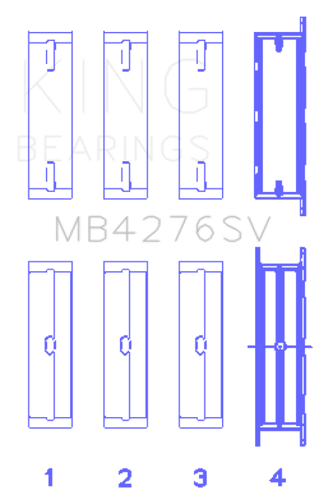 King Engine Bearings Ford 276DT/D17TED4/AJD 2.7L V6 (Size +0.10) Main Bearing Set