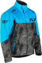 Fly Racing SNX Pro Jacket Blue/Black for Adult Snowmobile Riders with Weatherproof and Insulated Features