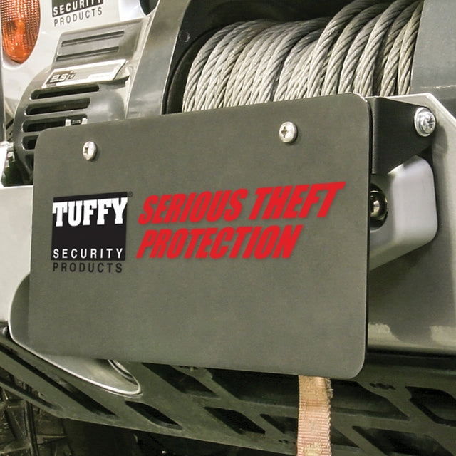 Tuffy Products Flip-up License Plate Holder for Hawse Winch Fairlead – Black