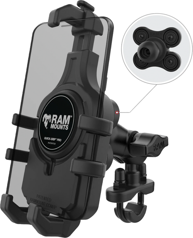 RAM Quick Grip Pro Horizontal Bar Phone Mount with Vibe Safe Short – Compatible with Ford F-150, Chevrolet Silverado, Dodge Ram, Toyota Tacoma, and more