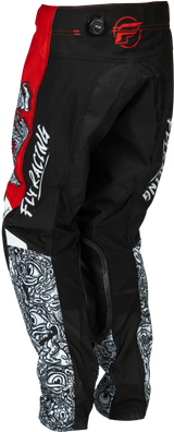 Fly Racing Youth Kinetic Mutant Pants – Size 24, Red/White/Black – Durable Motorcycle Riding Trousers with Mesh Liner and Adjustable Fit
