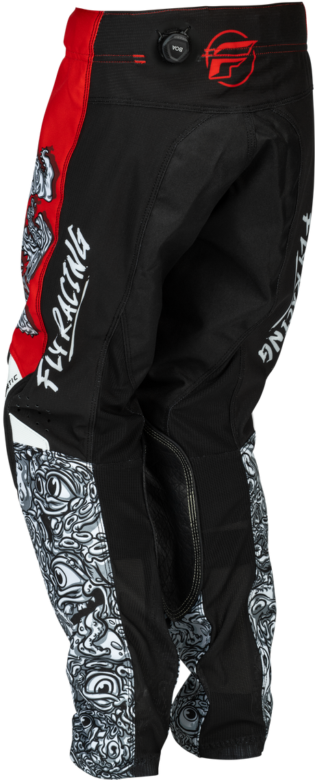 Fly Racing Youth Kinetic Mutant Pants – Size 24, Red/White/Black – Durable Motorcycle Riding Trousers with Mesh Liner and Adjustable Fit