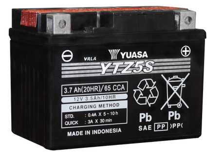 Yuasa YTZ5S-BS Maintenance Free AGM 12-Volt Battery w/Bottle