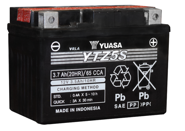 Yuasa YTZ5S-BS Maintenance Free AGM 12-Volt Battery w/Bottle