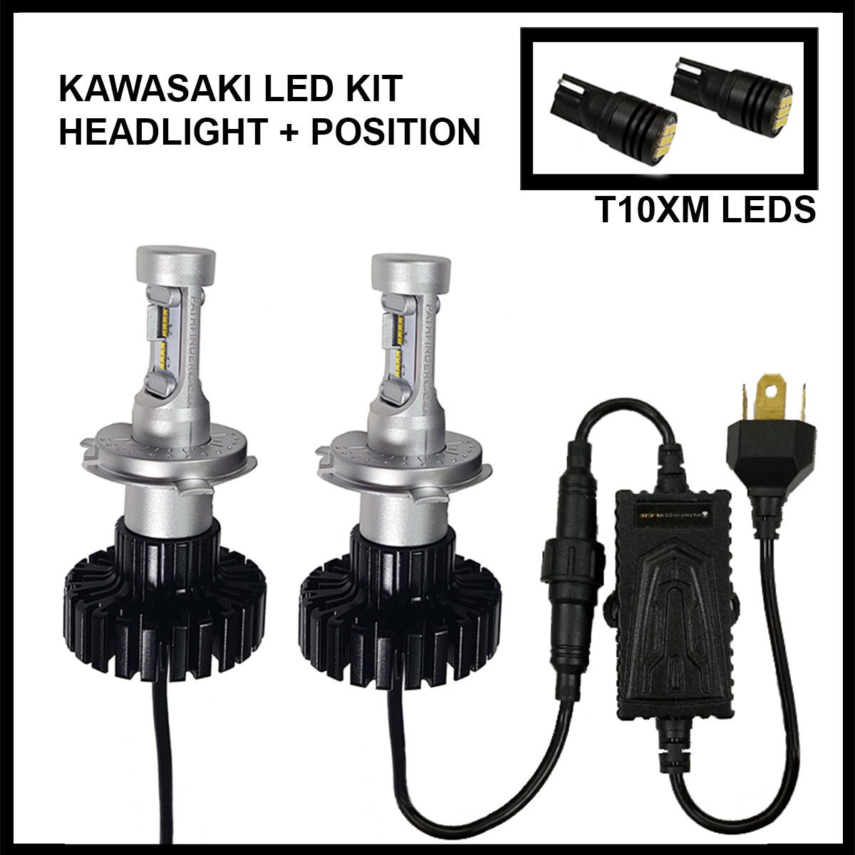 Pathfinder LED Headlight Bulb Kit for Kawasaki ZG1400 Concours (2008-2014) - Bright H4 Replacement