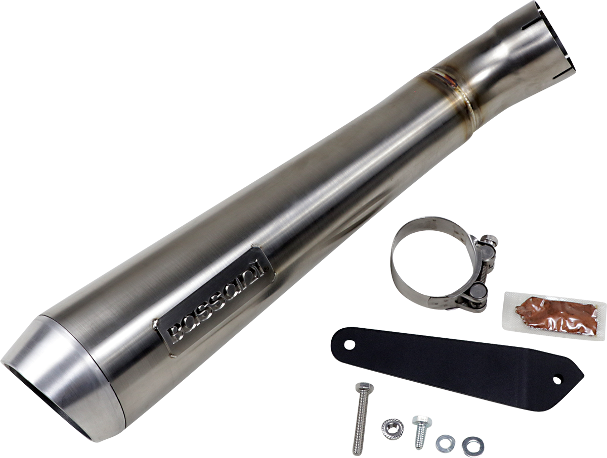 BASSANI XHAUST 4" Short Megaphone Muffler without Catalytic Converter - Low Mount 8F127SS