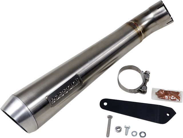 BASSANI XHAUST 4" Short Megaphone Muffler without Catalytic Converter - Low Mount 8F127SS