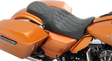 Drag Specialties Seats Forward Positioned Predator 2-Up Seat for Harley FL '08-'23 with Double Diamond Black Stitching
