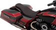 Drag Specialties Seats Forward Positioned Predator 2-Up Seat for Harley FL 2008-2023, Double Diamond Red Stitched - Part #0801-1267