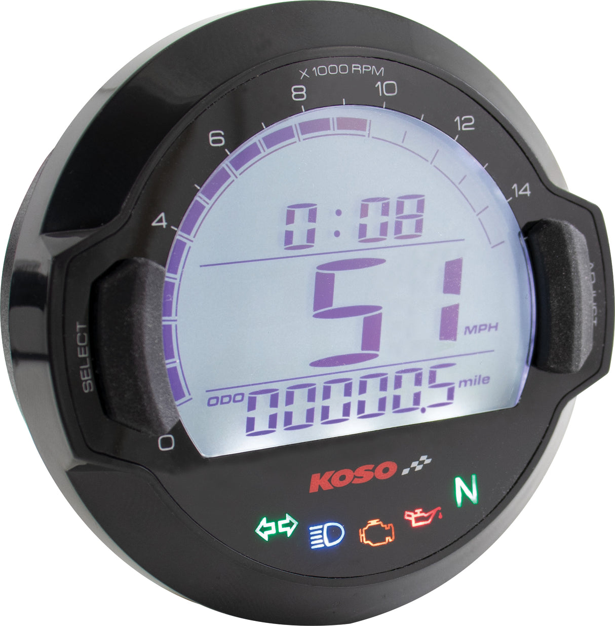 KOSO DL 03SR Digital Gauge with Black Bezel for Automotive Applications