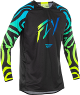 Fly Racing Evolution DST Zen Jersey Black/Blue/Hi Vis Large - Cycling Jersey for Road and Mountain Bikes