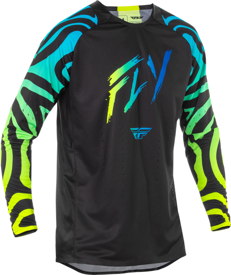 Fly Racing Evolution DST Zen Jersey Black/Blue/Hi Vis Large - Cycling Jersey for Road and Mountain Bikes
