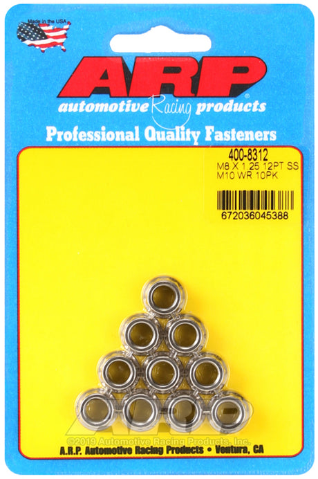 ARP M8 x 1.25 12-Point Stainless Steel Nut Kit for Automotive Applications, Fits Many Vehicles