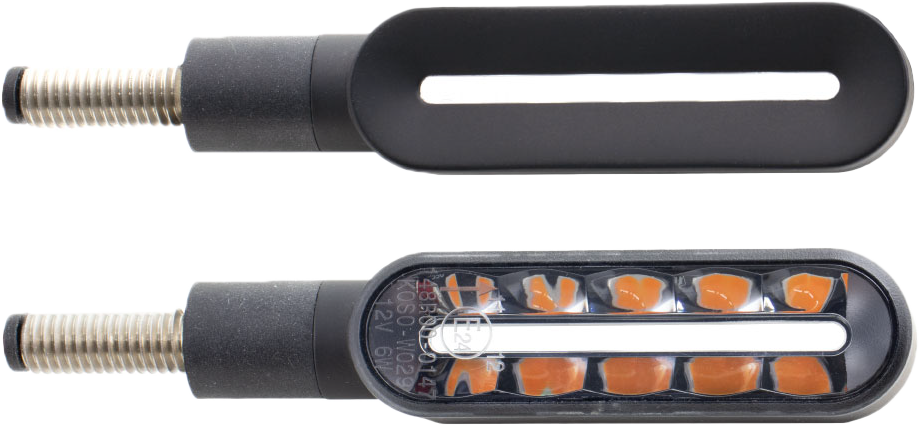 KOSO Cyclone LED Turn Signals Sequential Black Pair for Motorcycles and ATVs