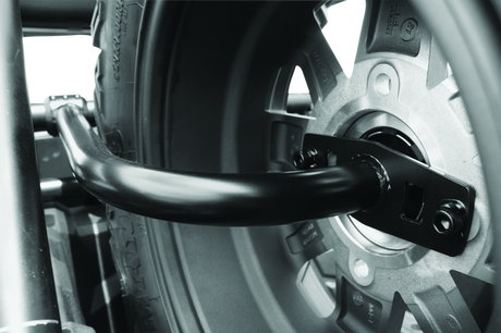 DragonFire Racing Polaris RZR XP Spare Tire Carrier Part #521157 – Space-Saving Triangular Mounting System