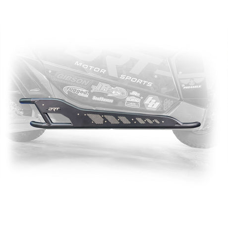 Side view of black DRT rock rail installed on Can‑Am Maverick X3 2‑door