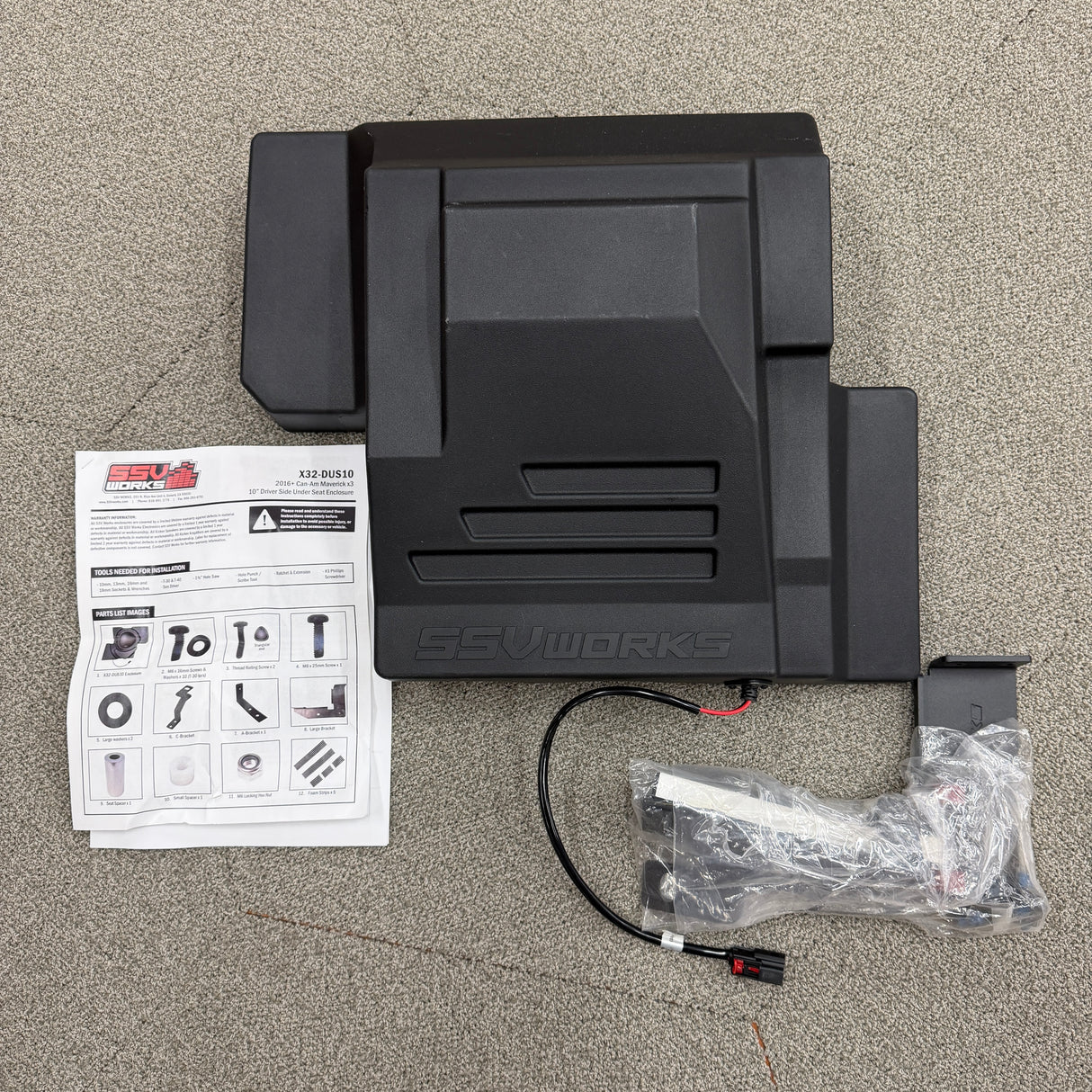 Can Am X3 Underseat Driverside 10" Subwoofer Enclosure (Open Box) Kicker Sub