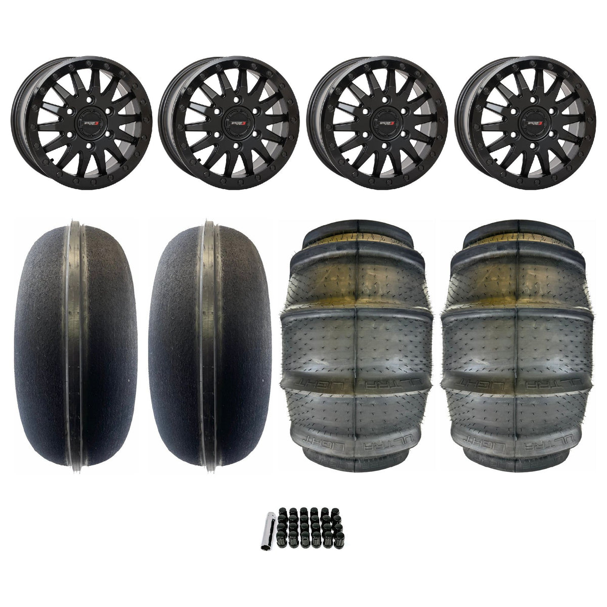 Can Am Maverick R SB-8 Beadlock Wheel (Matte Black) / Sand Light Tire Package