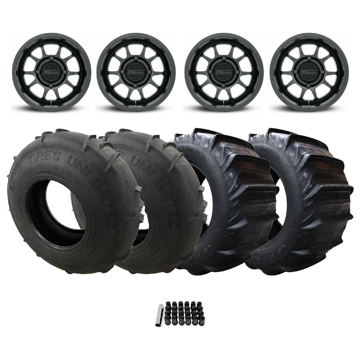 Can Am Maverick R 409 Bead Grip Wheel / Sand Tires Unlimited Package