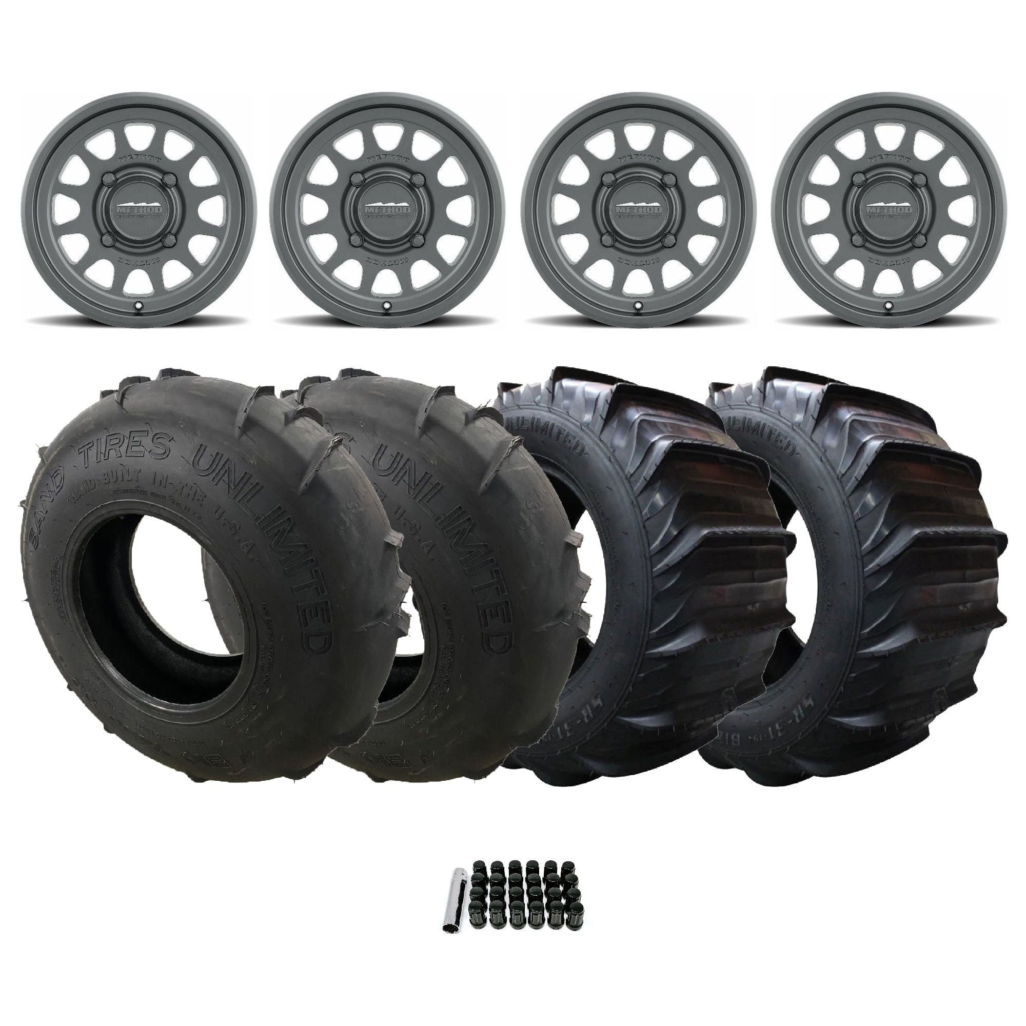 Can Am Maverick R 414 Bead Grip Wheel / Sand Tires Unlimited Package