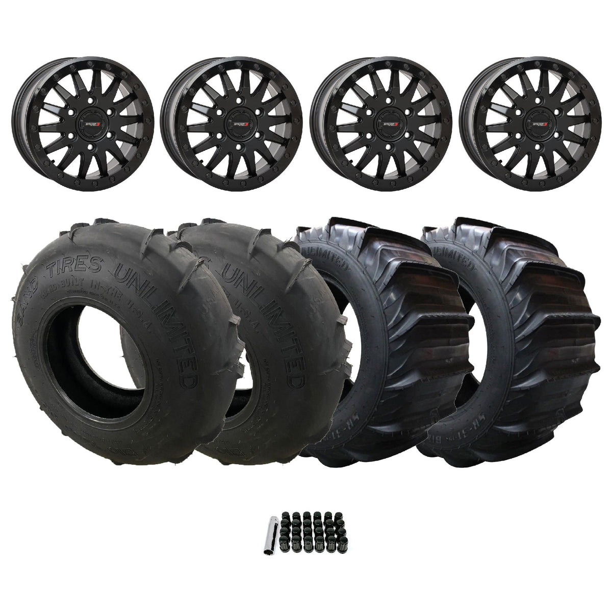 Can Am Maverick R SB-8 Beadlock Wheel (Matte Black) / Sand Tires Unlimited Package