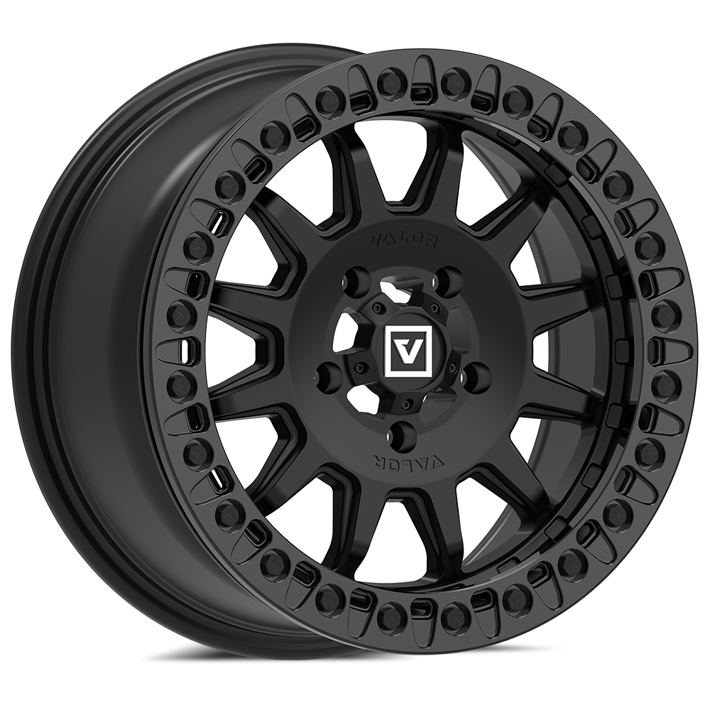 Alpha V09 (Satin Black) Wheel & Tire Package | Valor Offroad