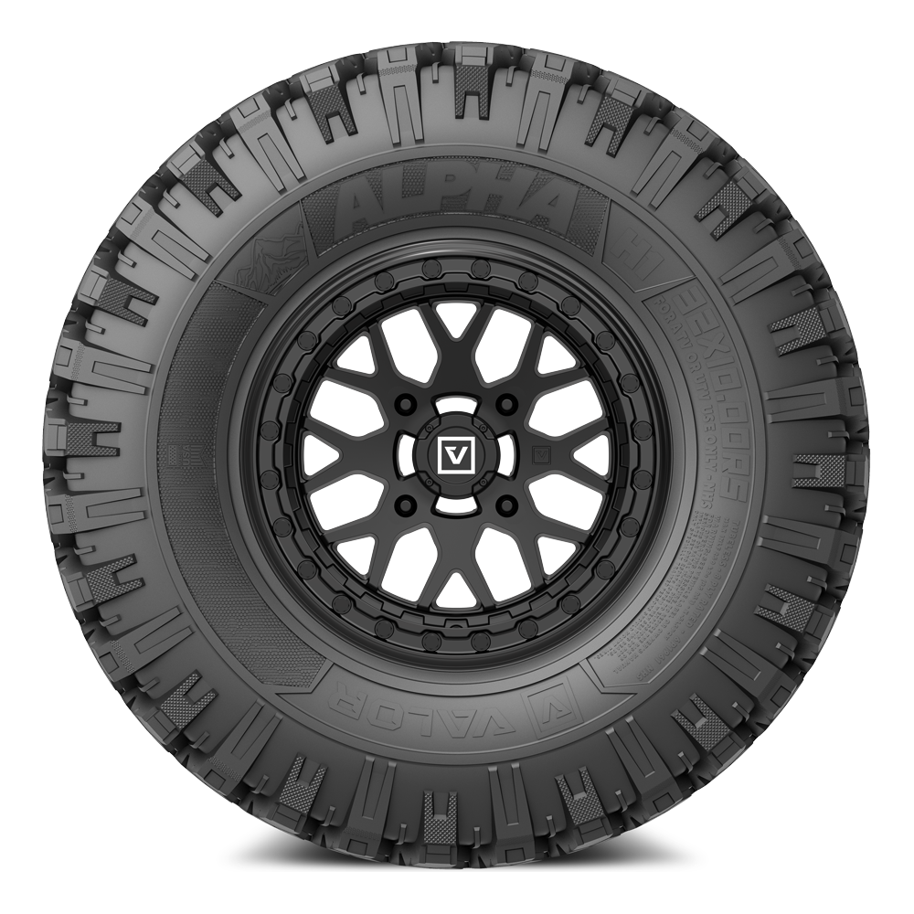 Alpha V07 (Satin Black) Wheel & Tire Package | Valor Offroad