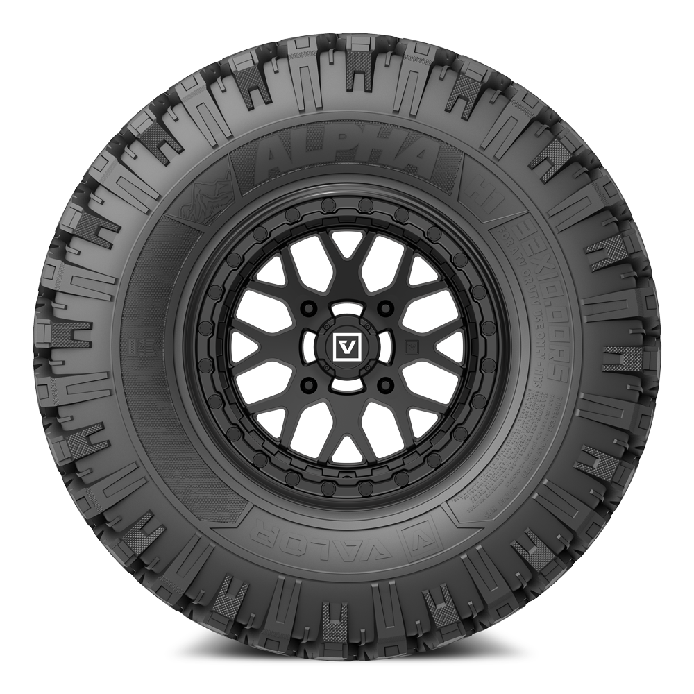 Alpha V07 (Satin Black) Wheel & Tire Package | Valor Offroad