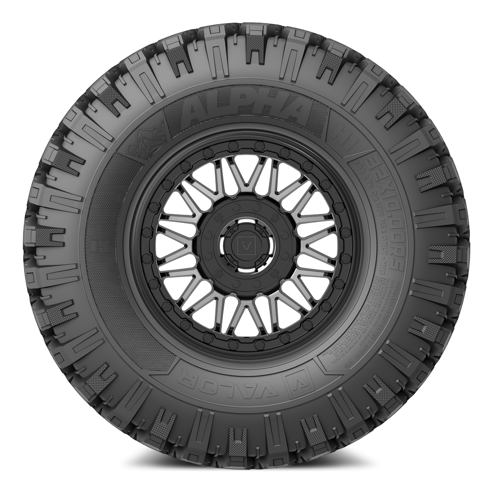 Alpha V08 (Dark Tint) Wheel & Tire Package | Valor Offroad