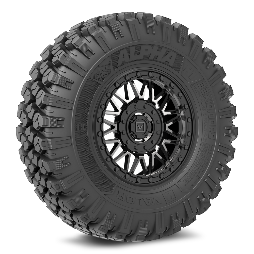 Alpha V08 (Dark Tint) Wheel & Tire Package | Valor Offroad