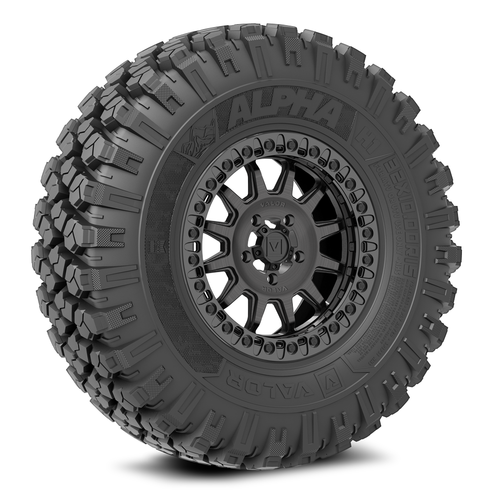 Alpha V09 (Brushed Charcoal) Wheel & Tire Package | Valor Offroad