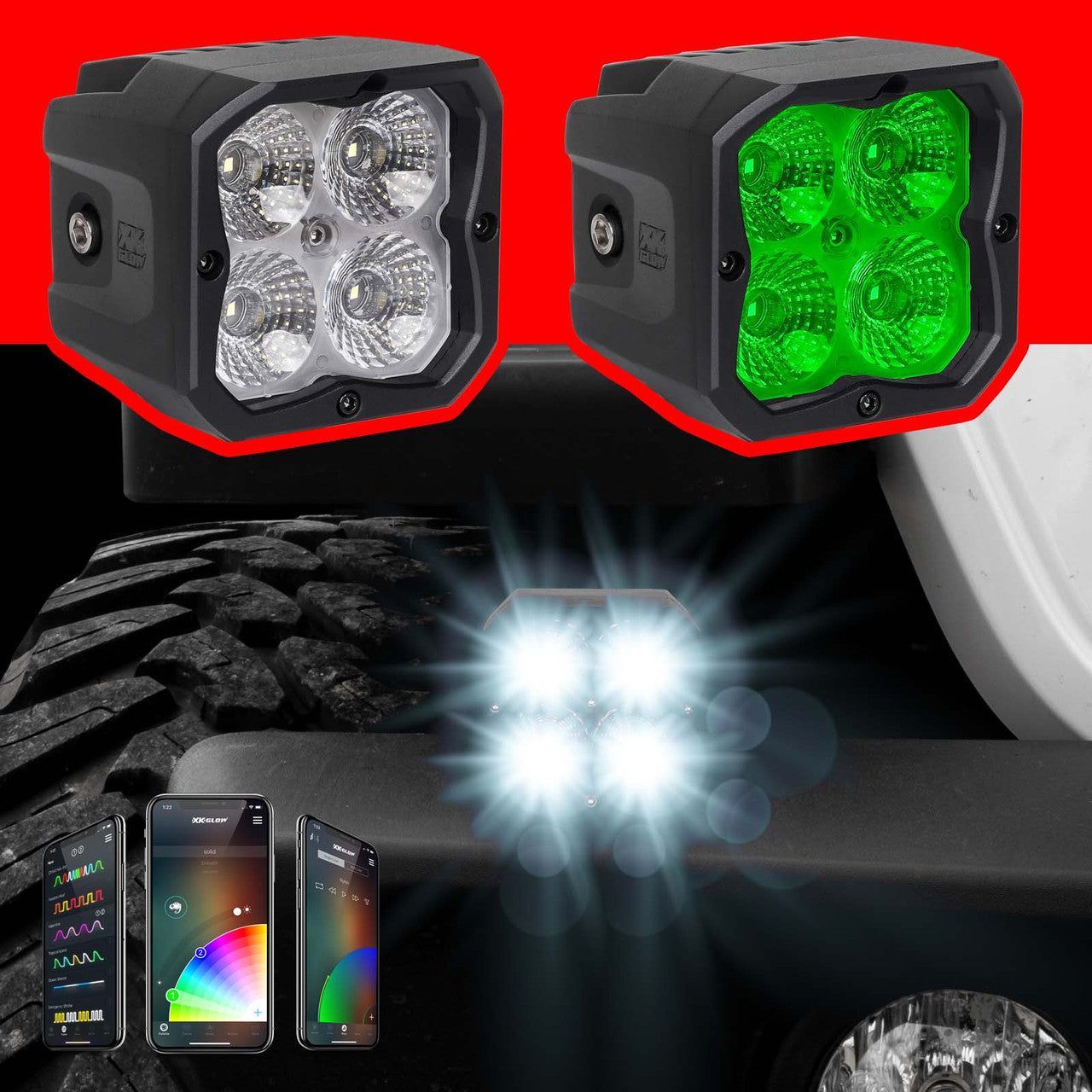 C3 Cube RGB Pod Lights (Pair) | XK Glow