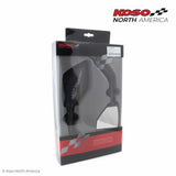 KOSO Apex M10 Mirrors with Indicators for Motorcycle - Matte Black Shell, Clear Lens, M10 Size